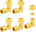ChillWaves Brass Compression Tube Fitting, 5/16" OD x 3/8" NPT Male 90 Degree Elbow Compression Union Connector(5-PACK)