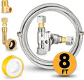 Dishwasher Hose Installation Kit - Includes Water Supply Line, 3/8" Compression Water Splitter, 3/4" FHT Elbow, and 3/8" MIP Elbow (8 FT)