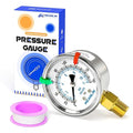 MEANLIN MEASURE 0~160Psi Dry Pressure Gauge Stainless Steel 1/4" NPT 2" FACE DIAL Waterproof for Air Compressor RV Regulator Water Pressure Tester Lower Mount (with 2PCS Snaps)