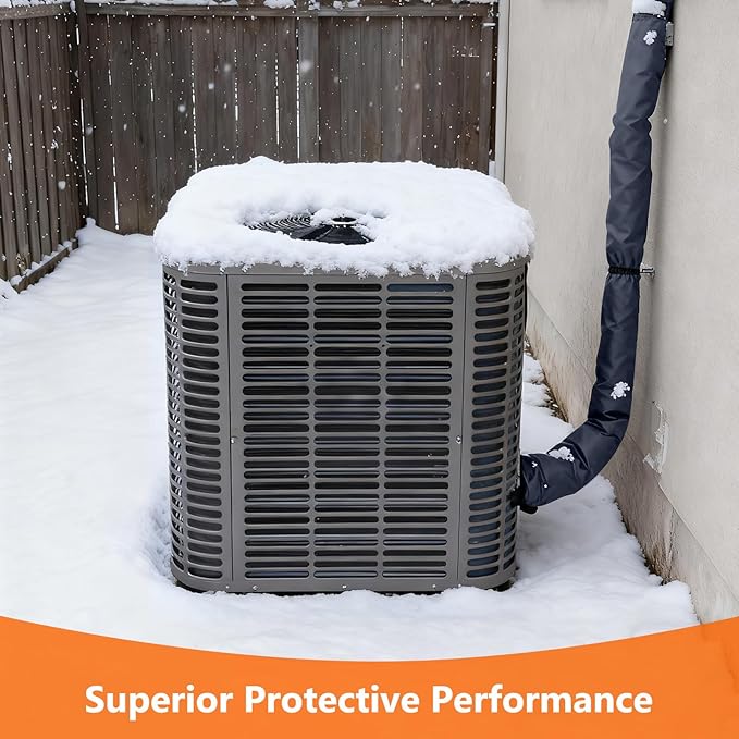 3 Layers HVAC Copper Pipe Insulation Cover,72"x10.2" Weatherproof 600D Oxford AC Pipe for Outside,Grey Flexible Copper Line Insulation Sleeve for Central Air Conditioning Mini Splits