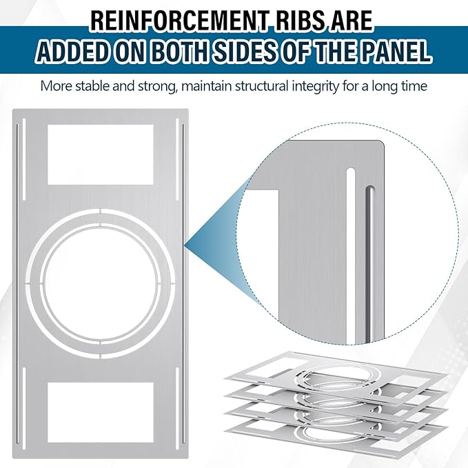 12 Pcs New Construction Mounting Plate 8/10/12 Inch Flat Steel Rough-in Light Bracket LED Recessed Lighting Housing Reinforcement Shallow Recessed Lighting Mounting Plate for LED Light Bar