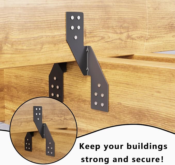 (50pcs) 16-Gauge Thick Hurricane Straps, Black Powder-Coated Rafter Ties, Heavy Duty Left Rafter Brackets, Strong Hurricane Clips, Tie Brackets for House, Roof Trusses, Shed, Building (Left)