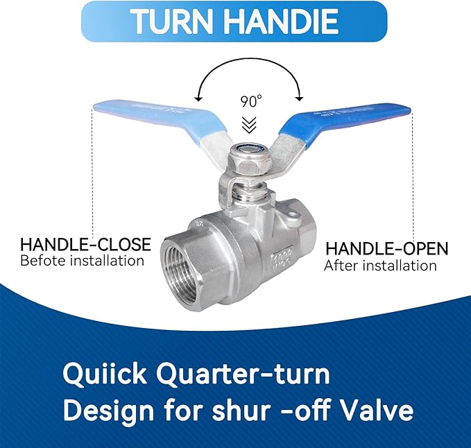1 Pack Full Port Ball Valve 3/8 NPT 304 Stainless Steel 2 - chip ball valve Female Heavy Duty WOG1000 for Water，Oil，Gas with Locking Devic (3/8”, 1)