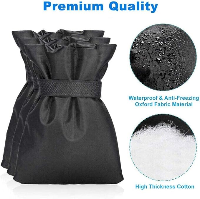 Outdoor Faucet Covers for Winter - 4 Pack Pro 6.7" W x 8.3" H Outdoor Water Faucet Cover Socks for Winter Freeze Protection Pipe Insulation Reusable Waterproof Insulated Spigot backflow Cover,Black