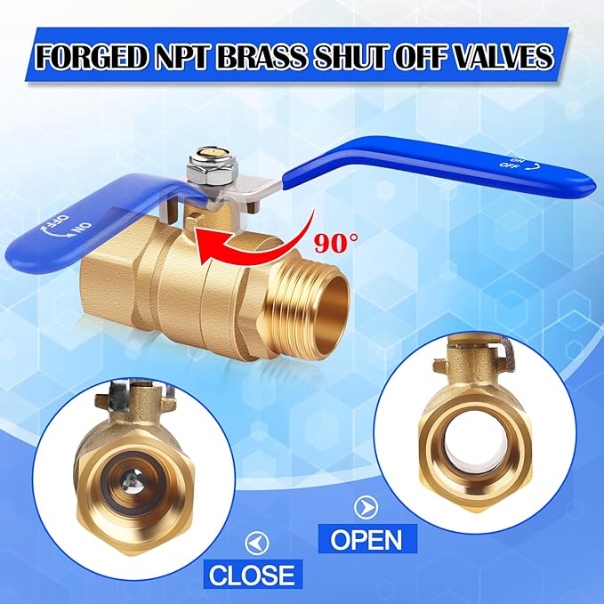 Boltigen 2Pack 1 inch F to M NPT Threaded Brass Ball Valves, Heavy Duty Forged Shut Off Valve with Female to Male NPT Full Flow Port,150 PSI WSP / 600 PSI WOG Metal Connector Fitting Control Valve
