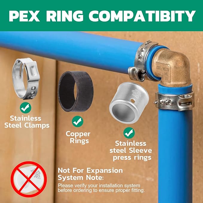 PEX Fittings 3/4 Inch, 12PCS Tee Lead-Free Brass Connectors for PEX B Pipe, NSF UPC Certified, ASTM F1807, Compatible with Crimp/Clamp Rings (Hot/Cold Water, Hydronic Heating)