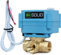 U.S. Solid 3/8" 3 Way Brass Motorized Ball Valve L Type AC/DC9-24V, Water Shutoff Valve with Manual Function, Standard Port, NOT for Drinking Water