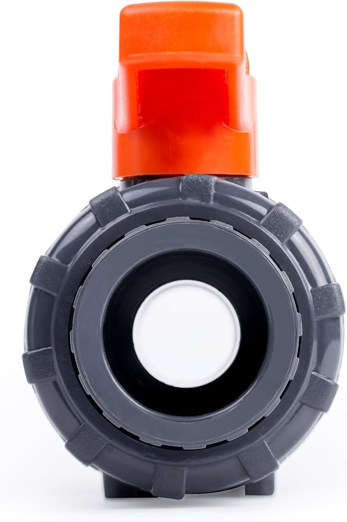 HYDROSEAL Kaplan 3/4" PVC True Union Ball Valve with Full Port, ASTM F1970, EPDM O-Rings and Reversible PTFE Seats, Rated at 200 PSI @73F, Gray, 3/4 inch Socket (3/4")