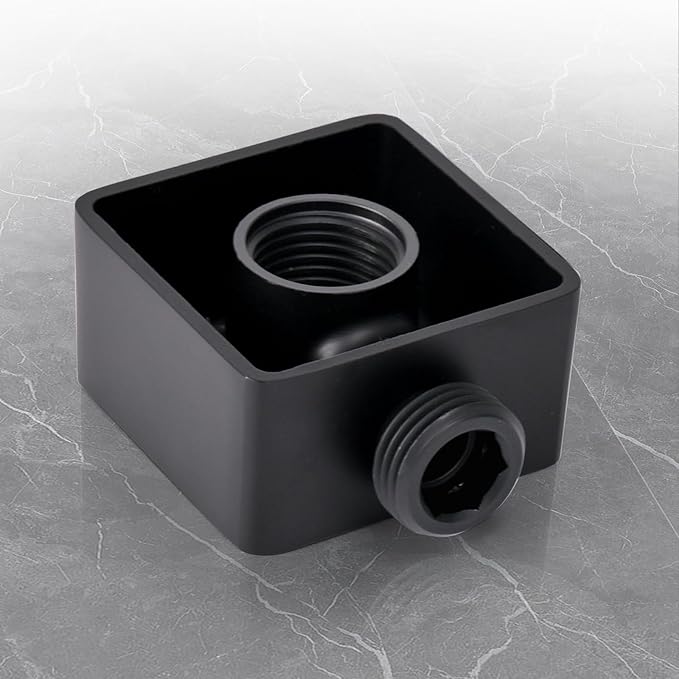 Wall Supply Elbow, Wall Elbow for Hand Held Shower, Solid Brass Square Wall Mount Supply Elbow in Matte Black, JB-022MB