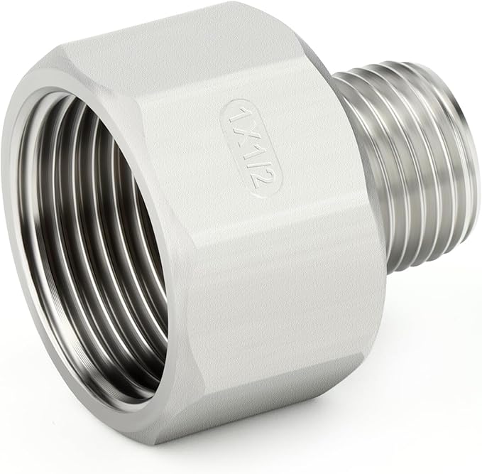 TAISHER 5PCS 304 Stainless Steel Pipe Fitting, Reducer Adapter, 1/2" NPT Male x 1" NPT Female, Reducing Pipe Adapter Fitting