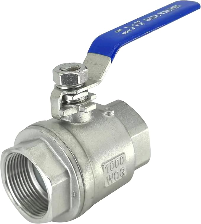 1-1/4" NPT Full Port Heavy Duty Ball Valve Stainless Steel 304 For Water,Oil and Gas with Blue Handles（1000WOG）