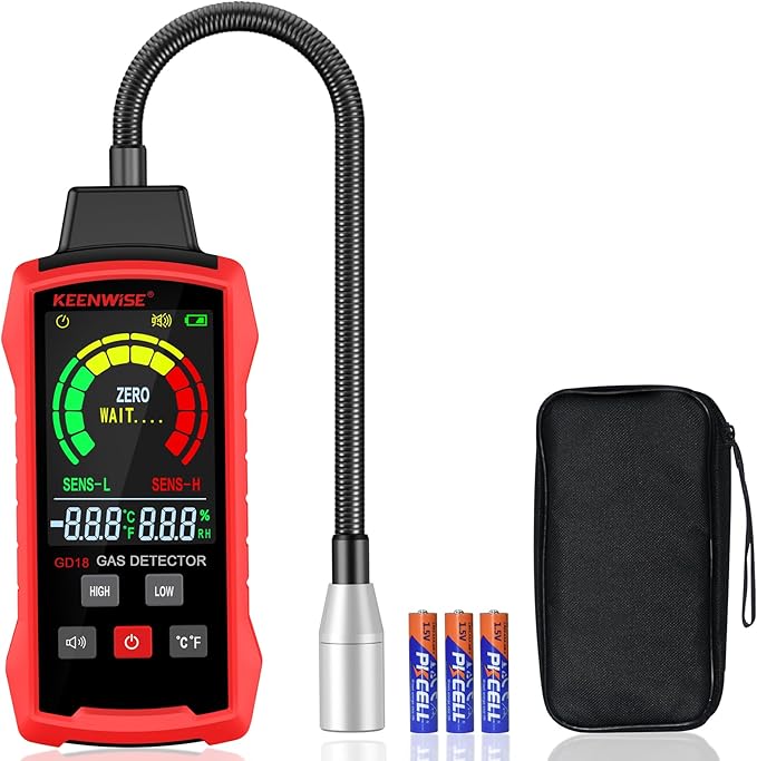Natural Gas Detector, Gas Leak Detector with Audible & Visual Alarms, Gas Concentration Display, Locating Propane, Natural Gas, Combustible Gas Leak for Home and RV (Includes 3 Batteries)