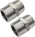 JoyTube 1-1/4" Male to 1-1/4" Male NPT Hex Nipple, Pipe Fittings 304 Stainless Steel Threaded (Pack of 2)