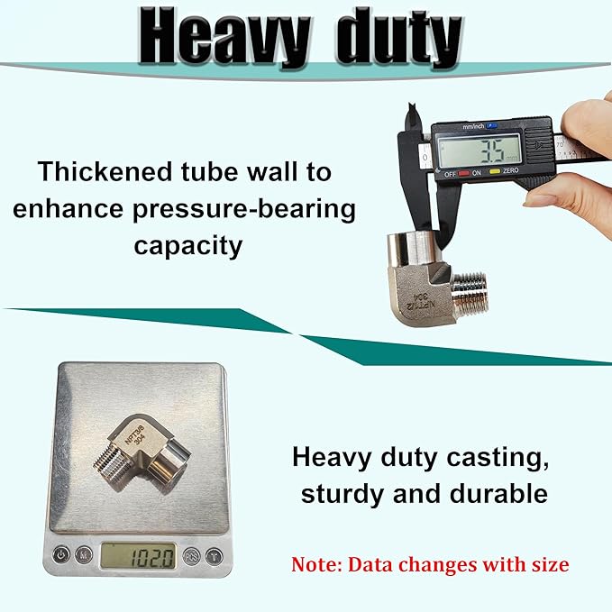 2pcs 90 Degree Street Elbow, 304 Stainless Steel Forged Barstock Street Elbow Adapter, Heavy Duty 5800PSI 1/4" NPT Female x 1/4" NPT Male Pipe Fitting Connector (1/4" MNPT x 1/4" FNPT)
