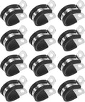12-Pack Cable Clamps, 3/4 Inch/ 19 mm 304 Stainless Steel Rubber Cushioned Insulated Cable Clamp R Shape Metal Holder for Tube/Wire/Pipe/Loop Installation