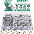 90pcs Conduit Clamp Assortment Kit 304 Stainless Steel, 16 Sizes (1/4"-4") Rigid Metal Pipe Clamp U Bracket, 2 Holes Pipe Strap for Automotive, Wire & Tube