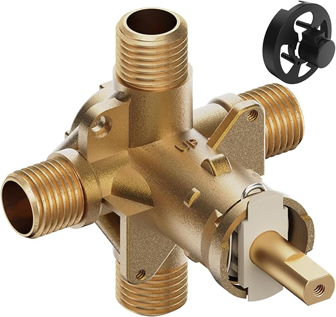2510 Shower Valve Compatible with Moen Posi-temp Valve, Pressure Balancing Rough-In Valve, 1/2 Inch IPS Connection, Brass 4-Port for Bathtub and Shower