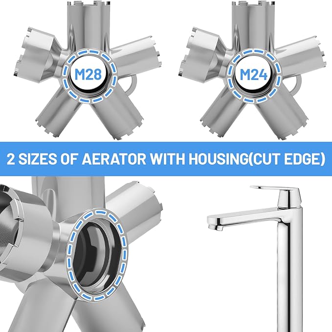 10-in-1 Heavy-Duty Metal Faucet Aerator Remover Kit - Fits M16.5/M18.5/M21.5/M22/M24/M28, Hidden Thread & Housing Types, Professional Plumbing Tool