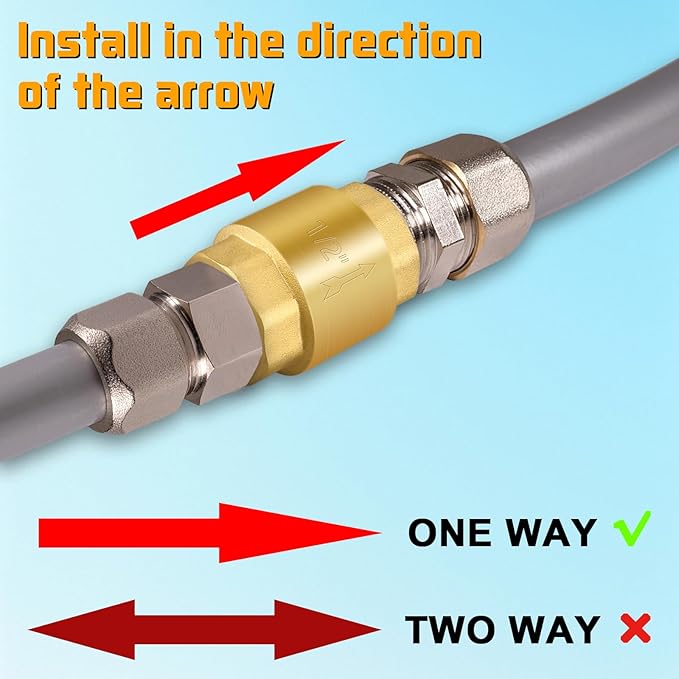Boltigen Solid Brass Spring Check Valve, 1-1/2 Inch NPT Female Thread Non Return One Way Horizontal Vertical In-Line Water Check Valve for Well, Pump, Tank, Backflow Preventer