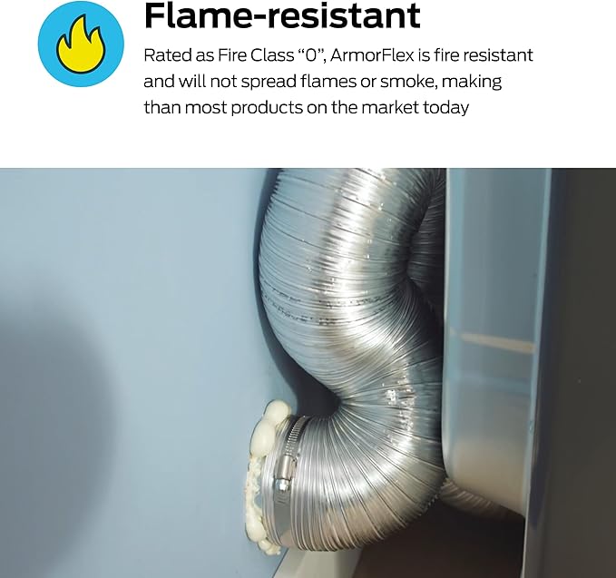 Eastman 8 Foot ArmorFlex Dryer Vent, Flexible Aluminum Duct with Clamps, Semi-Rigid, 69028