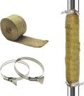 DOBTIM Fireproof Pipe Wrap Insulation 2" Wide X 16' Long, Fiberglass Heat Shield Tape Pipe Webbing for Stove Flue Protector with 2 Clamps, Titanium