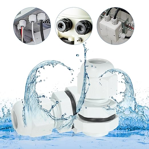 MECCANIXITY 8 Pcs PG21 Cable Gland, 13-18mm Wire Hole Strain Relief Joint for Cable Fixing, Wiring, Repairing, Gland Replacement, Electrical Appliances, White