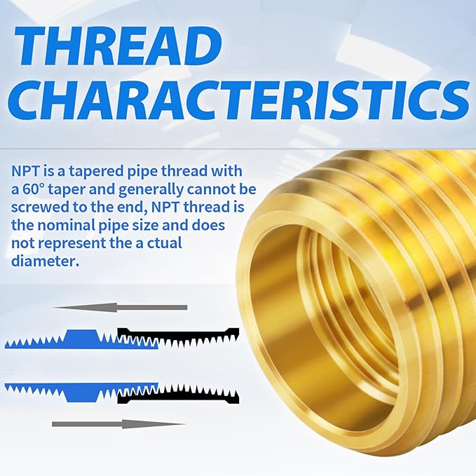 ChillWaves Brass Pipe Fitting, Reducer Hex Bushing 1/4" NPT Male x 1/8" NPT Female Thread Adapter(6-PACK)