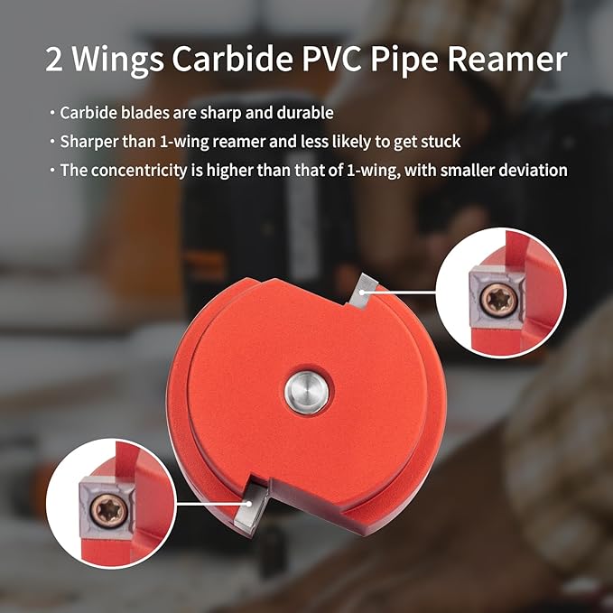 2 Wings PVC Pipe Reamer, Plastic PVC Pipe Fitting Saver Kit Fit into Standard 1/2" Drills 2inch Head Socket Saver Tool