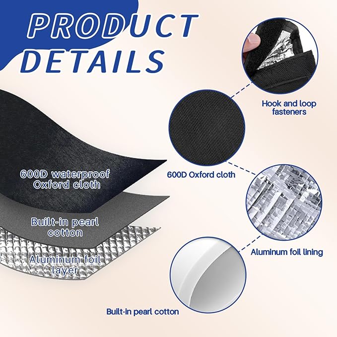 72x10.2 Inch HVAC Line Set Cover, 600D Oxford AC Pipe Insulation for Outdoor, 3-Layer Flexible Copper Tube Insulation Sleeve for Central Air Conditioning and Mini Splits