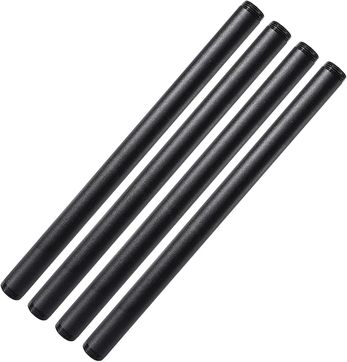 3/4" x 18" Black Painted Threaded Pipe, Home TZH 4 Pack Threaded Black Iron Pipe Nipple for DIY Project/Furniture/Shelving Decoration (4, 18")