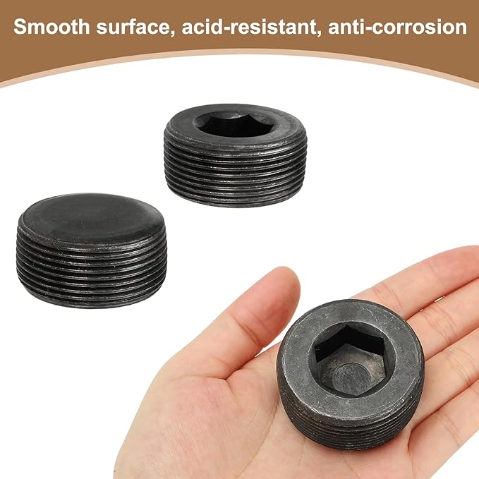 Pipe Plug Carbon Steel Internal Hex Thread Socket Pipe Plug Fitting - Fitting for (Sealing Port - Air Tanks - Water Outlets) 1-1/2 Inch NPT Male