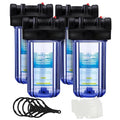 Geekpure 10-Inch Whole House Water Filter Housing 3/4" Port with Wrench and Bracket -4.5"x10"-Clear Pack of 4