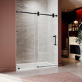 66-72 Inch x 76 Inch Sliding Frameless Shower Door, 3/8" Tempered Glass with Easy-Cleaning Coating, Stainless Steel Rollers & SGCC-Certified Stability, Matte Black