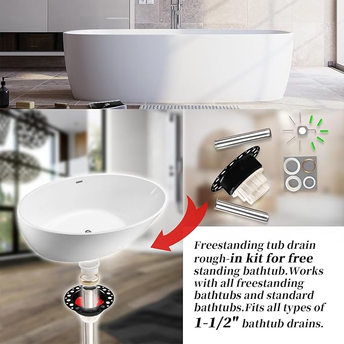 Freestanding tub drain rough-in kit Compatible With freestanding bathtubs and standard bathtubs-Fits all types of 1-1/2" bathtub drains,freestanding bathtub drain rough-in kit