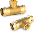 2-Pack HeSun Copper Pressure Fitting Tee, 1"PRESS x 1"PRESS x 1"Female NPT Tee, LF Brass