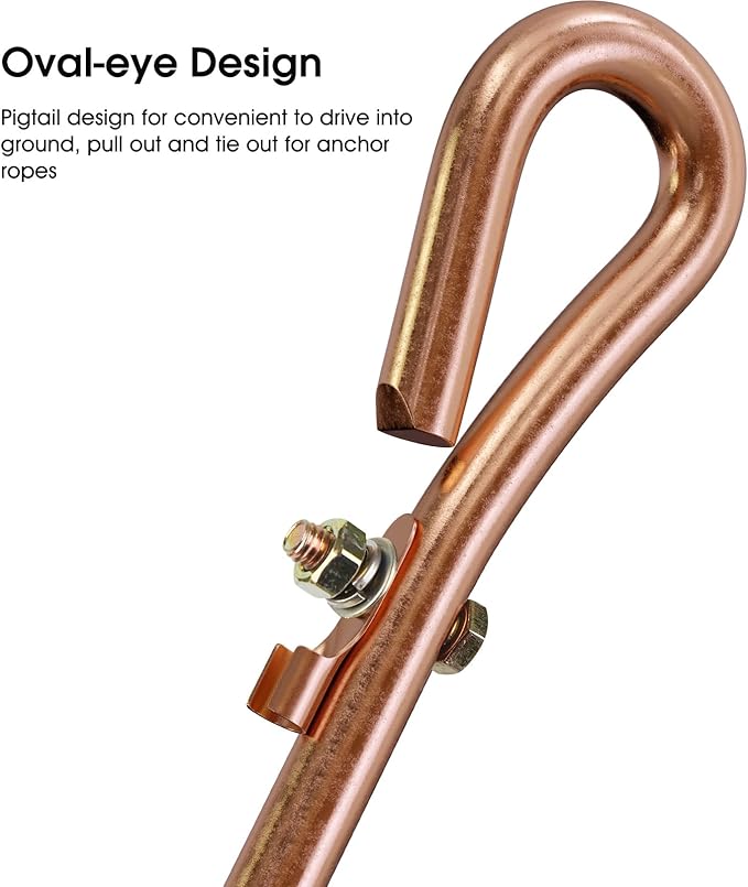 Portable Grounding Rod with 10' Long Flexible Bonding Wire with Copper Clip