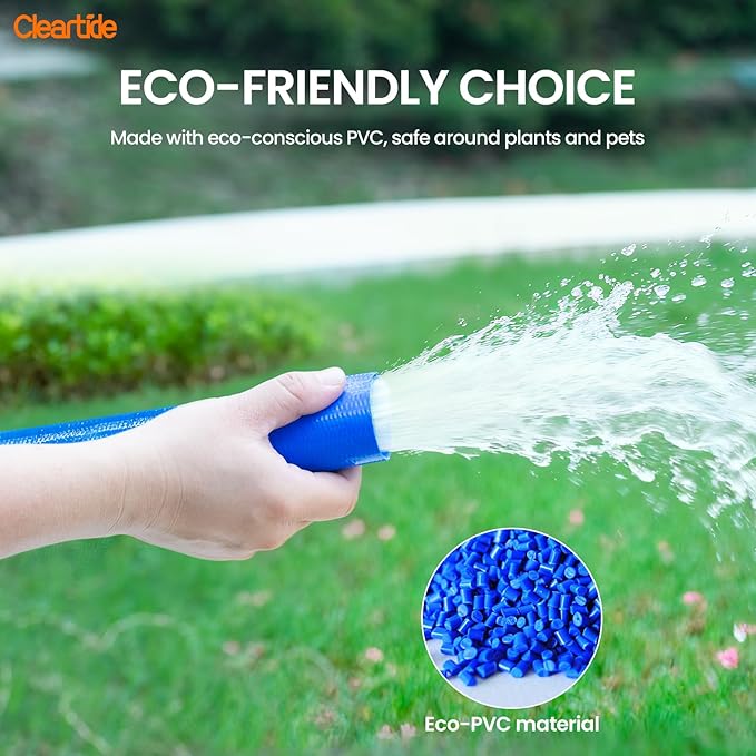Cleartide Pool Backwash Drain Hose with Camlock Fittings, 1-1/2" x 25ft Heavy Duty Reinforced Blue PVC Lay Flat Discharge Hose for Pump, Pool Drainage, Includes 150F Adapter & Stainless Steel Clamp
