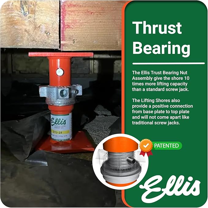 Ellis Manufacturing Light-Duty Steel Lifting Shore – House Jack for Foundation Leveling, Concrete, Beams, and Basement – 20,000 lb Safe Load Capacity – 10"-14" Adjustment