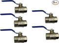 3/4" NPT Female Threaded IPS Ball Valve Full Port Water Stop Shut Off,Heavy Duty LF Brass,Quarter Turn,Blue Handle (5-Packs)