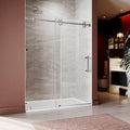 61-65 Inch x 80 Inch Sliding Frameless Shower Door, 3/8" Tempered Glass with Easy-Cleaning Coating, Stainless Steel Rollers & SGCC-Certified Stability, Bright Chrome