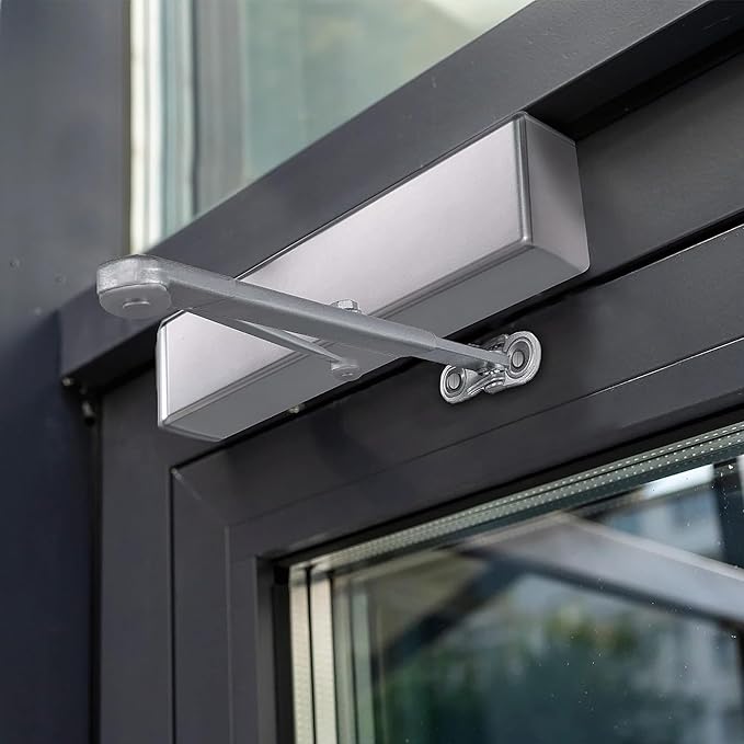SOPHIA Automatic Door Closer Heavy Duty, Commercial Grade 1, Adjustable Spring Size 1-6 for High Traffic, ADA Compliant & UL Listed, Door Hydraulic Closer, Backcheck & Delayed Action, Silver