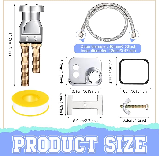 Hortsun 7 Pcs Shampoo Bowl Vacuum Breaker Kit, Hardware Handle, Stainless Steel Chromium Plated Brass, 31 Inches, for Salon Sink Parts Replacement