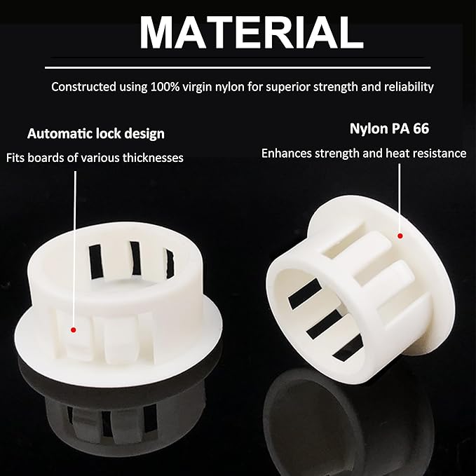 190Pcs 9 Sizes Plastic Hole Plugs 3/16" 1/4" 5/16" 3/8" 1/2" 5/8" 3/4" 7/8" 1" Hole Plugs for Round Holes, Screw Hole Covers, Base Plugs, Furniture & Cabinet Hole Cap -White