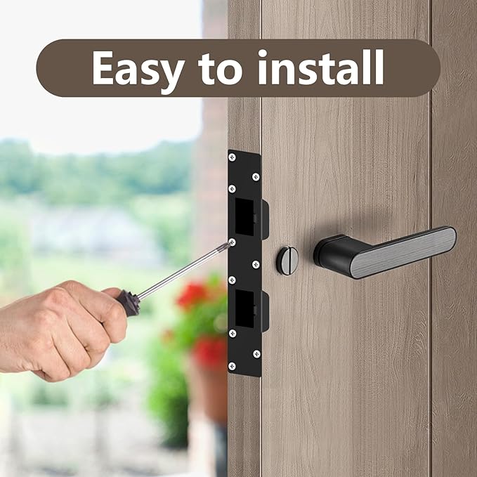 Double Holes Latch Reinforcement Plate Heavy Duty Security Latch Plate Security Striker Plates for Exterior Interior Door Deadbolt Fix Door Frame for 4.5 inch Hole Center (Black-1Pcs)