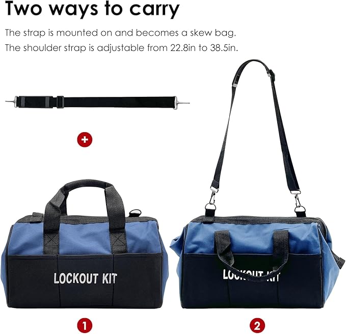 JOJOMARK Lockout Tagout Kit - Clamp-On Circuit Breaker Lockout, Group Lockout Hasps, Lockout Tag, Universal Multi- Pole Breaker with Pocket Bag (Blue Bag kit)