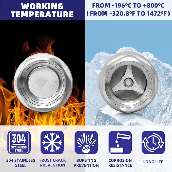 3" NPT Stainless Steel Spring Check Valve, WOG1000 NPT Thread unleaded In-Line Vertical Check Valve Non Return One Way Counterflow to Prevent the Medium Backflow for Oil Water Gas Air DN80
