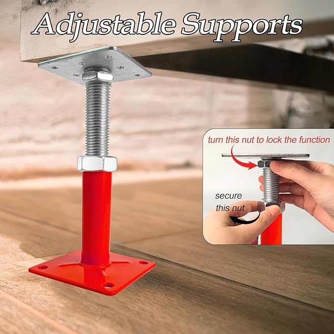House Jacks for Leveling, 5-8" Mini Screw Jack Adjustable Deck Supports, Floor Joist Support Jack Stands, House Leveling Jacks for Floor, Post, Deck Foundation, Porch, Roof, Staircase