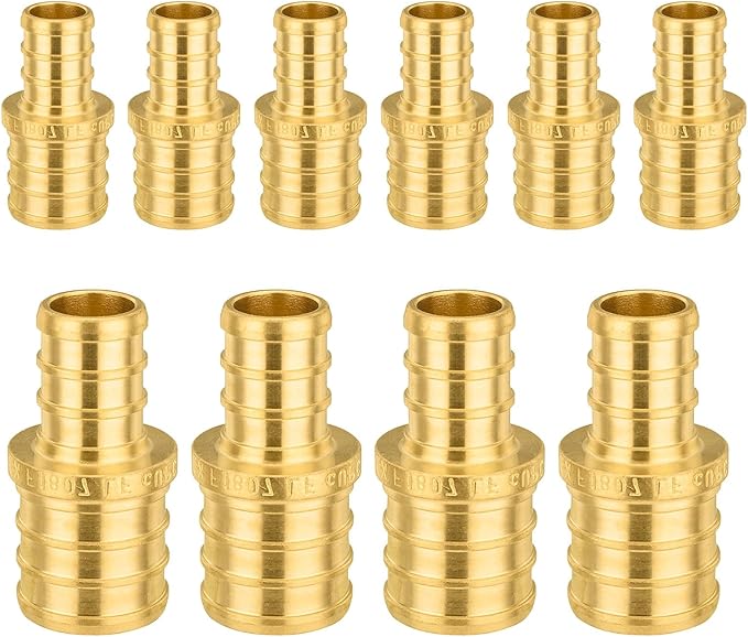 10-Pack PEX Fittings Niikappu 3/4"x1/2" Pex Straight Coupling, Brass Crimp Pipe Fittings for PEX Pipes, ASTM F1807