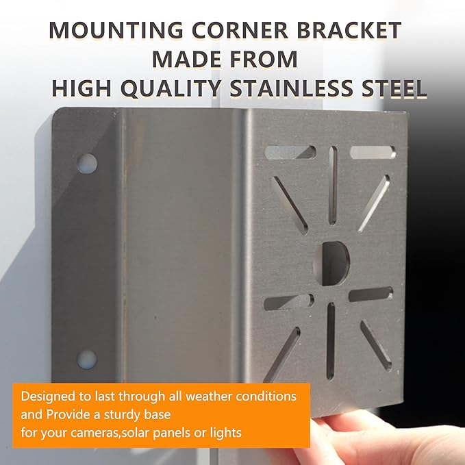 Universal Corner Mount for Security Camera Stainless Steel Mounting Corner Bracket Gives Bigger Field of Vision for Cameras Wall Mount Corner Fits for CCTV Camera, LED Wall, Stage Lights, Solar Panel