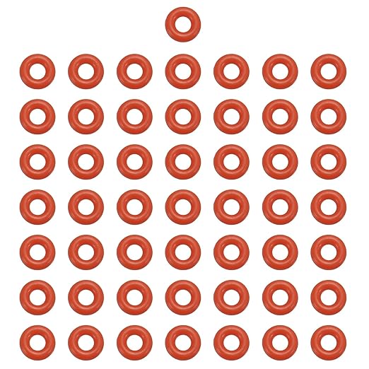 MECCANIXITY Silicone O-Ring 3mm ID 7mm OD 2mm Width Metric VMQ Sealing Gasket Replacement 50A Durometer for Plumbing Compressor Faucets Valves Repair (Red, Pack of 50)